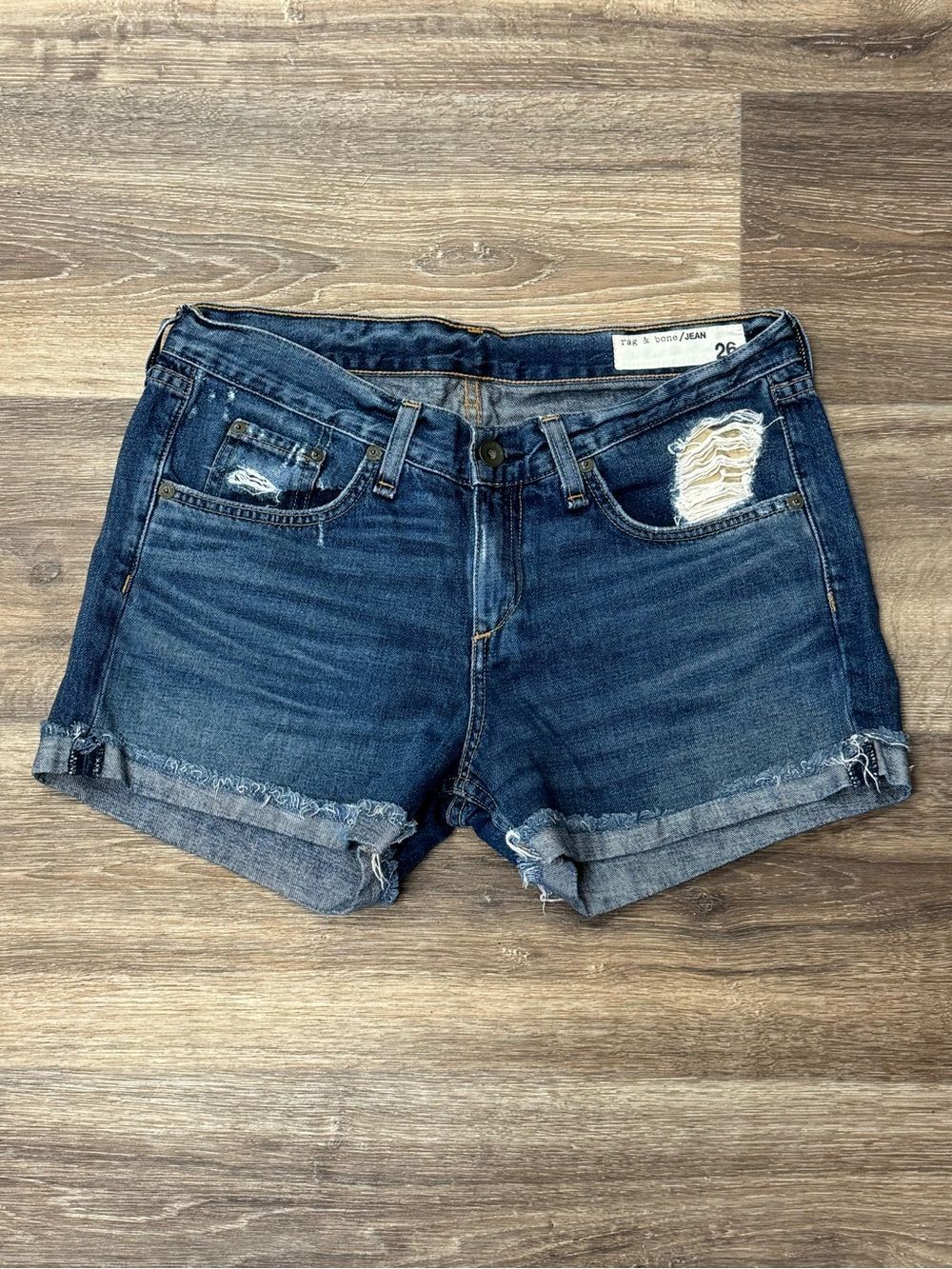 Rag & Bone Boyfriend Cutoff Denim Shorts in Woodstock Women’s 26